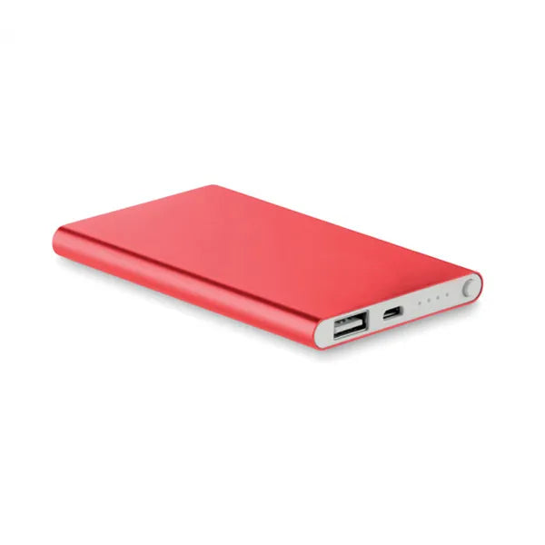 Powerbank 4000 mAh van gerecycled aluminium, Rood - 198735