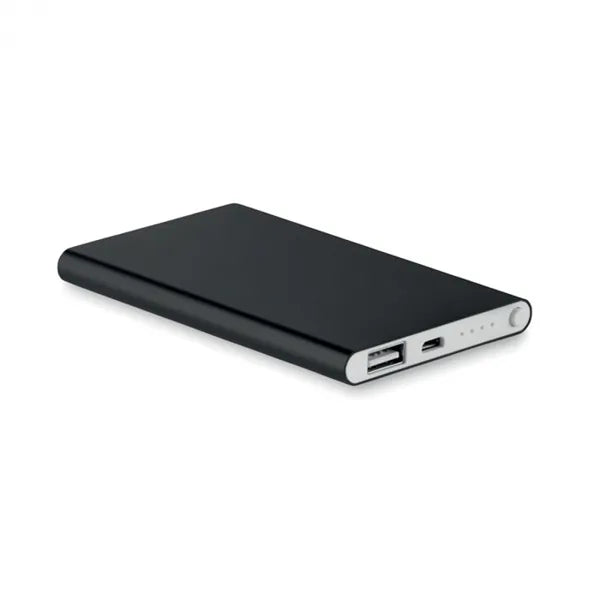 Powerbank 4000 mAh van gerecycled aluminium, Zwart - 198735