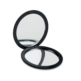 Ronde make-up spiegel vergrotend en normaal met rubberen coating, Zwart - 198767