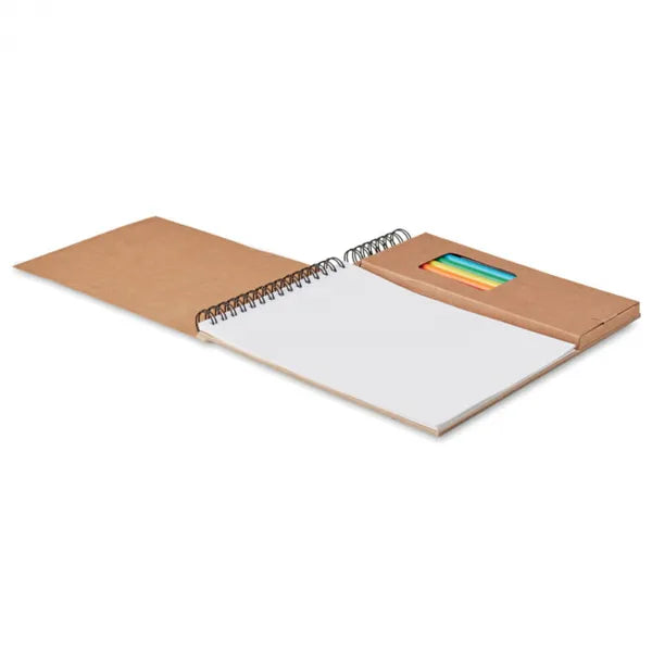 Tekenset met kleurpotloden, kleurplaten en blanco papier, Bruin - 198769