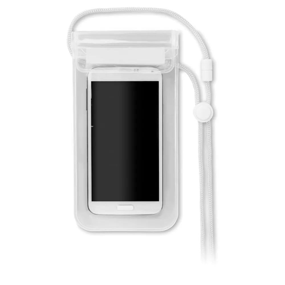 Waterdichte smartphonehoes met koord PVC detail, Wit - 198782