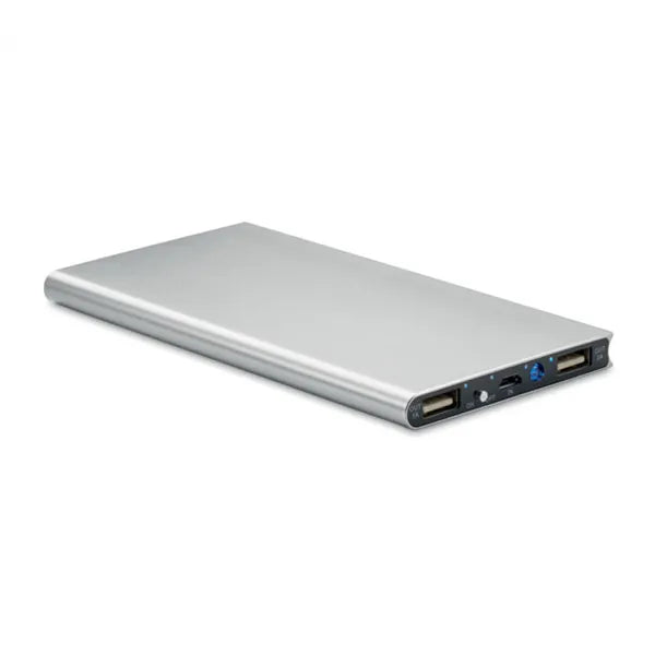 Powerbank 8000 mAh van gerecycled aluminium, Zilver - 198839