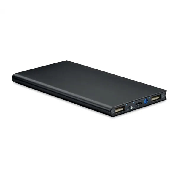 Powerbank 8000 mAh van gerecycled aluminium, Zwart - 198839