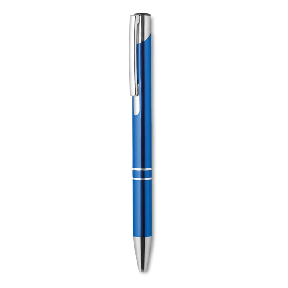 Balpen met drukmechanisme en aluminium afwerking, Blauw - 198893