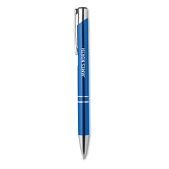 Balpen met drukmechanisme en aluminium afwerking - Blauw