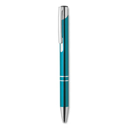 Balpen met drukmechanisme en aluminium afwerking, Turquoise - 198893