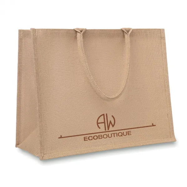Jute gelamineerde boodschappentas met bedrukking, Beige - 198965