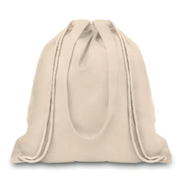 Canvas rugzakje met koord en lange hengsels achterzijde, Beige - 199040
