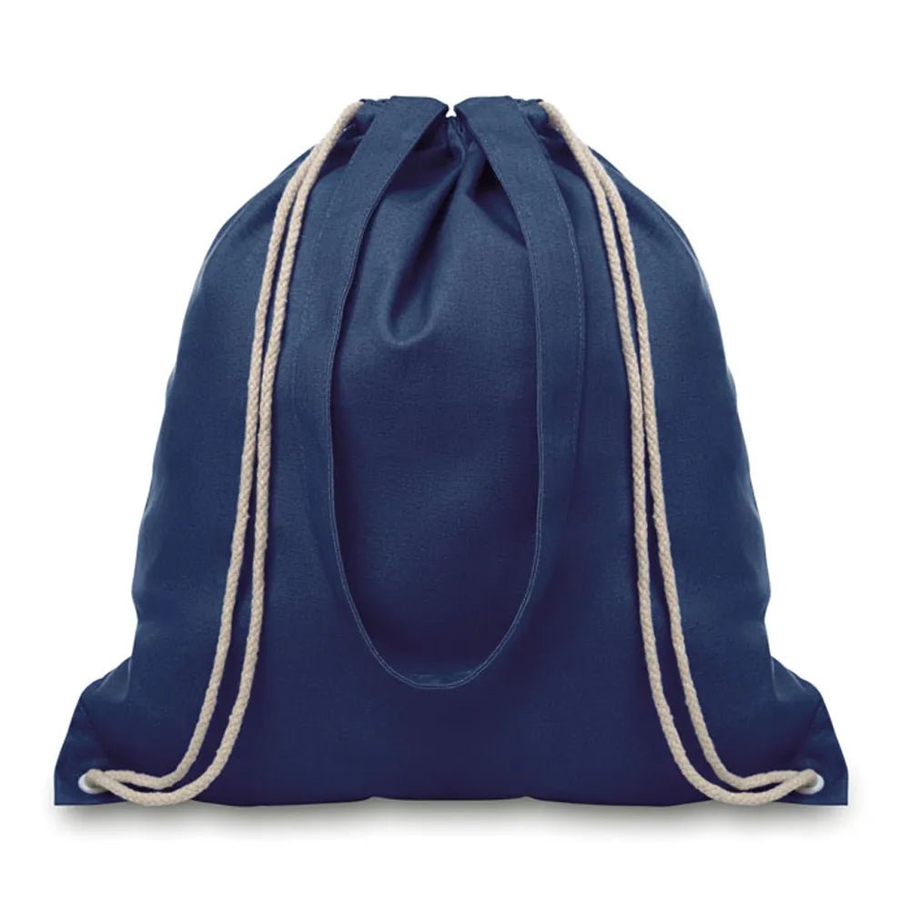 Canvas rugzakje met koord en lange hengsels, Blauw - 199041