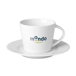 Cappuccino kop en schotel porselein cOnisch met bedrukking, Wit - 199080