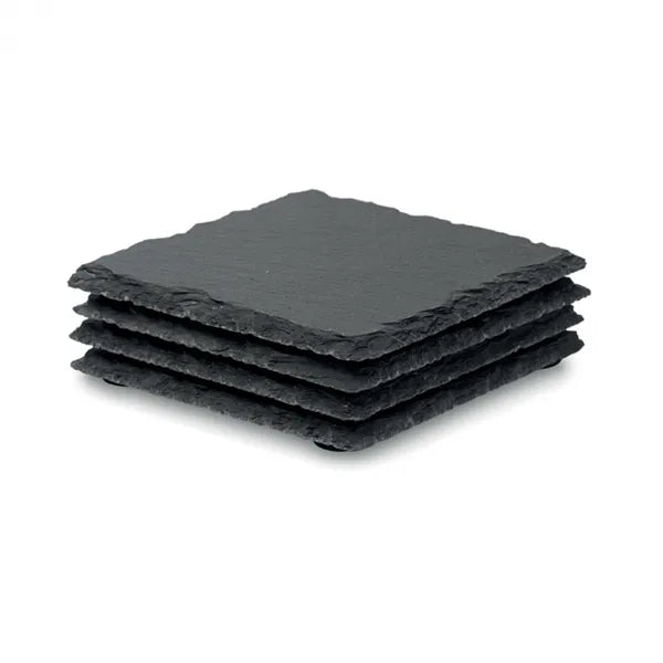 Set van vier leistenen onderzetters, Zwart - 199124