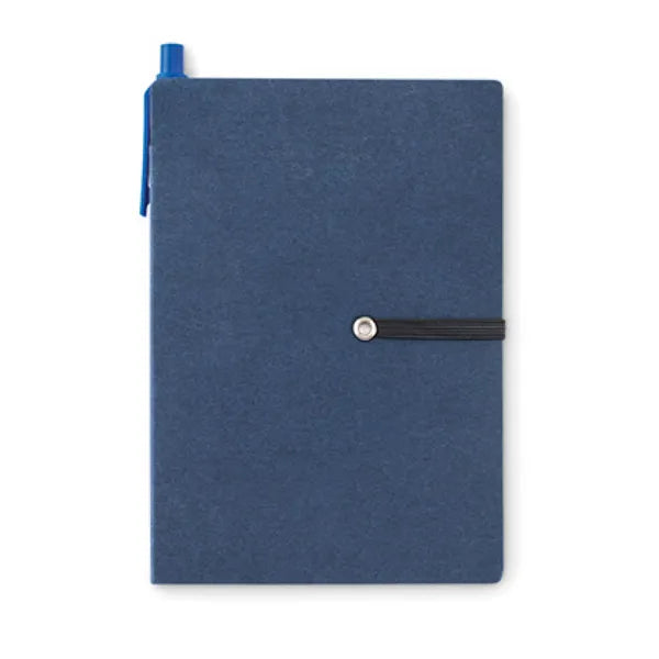 Gerecycled notitieboekje met pen inclusief tabjes en memoblaadjes, Blauw - 199213