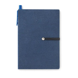Gerecycled notitieboekje met pen inclusief tabjes en memoblaadjes, Blauw - 199213