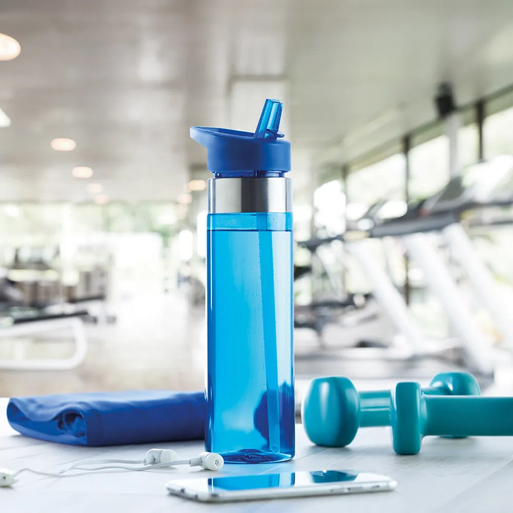 Essentix tritan drinkfles met rietje BPA-vrij 650 ml sfeerbeeld, Blauw - 199227