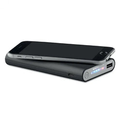 Powerbank 8000 mAh met draadloos opladen en rubberen afwerking, Zwart - 199238