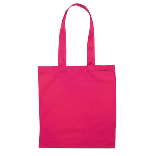 Gekleurde katoenen boodschappentas met lange hengsels, Fuchsia - 199268