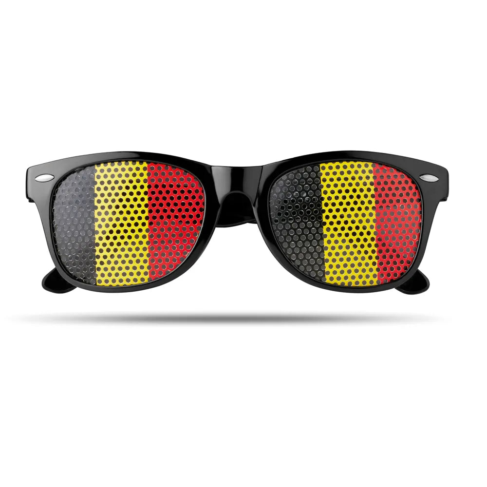 Supportersbril met Belgische vlag, Zwart, geel en rood - 199275
