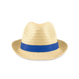 strohoed met polyester band blauw 199341
