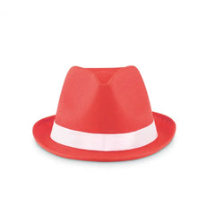 Gekleurde Zonnehoed met Polyester Band - Rood