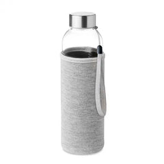 Glazen drinkfles 500 ml met neopreen pouch bedrukken - Grijs
