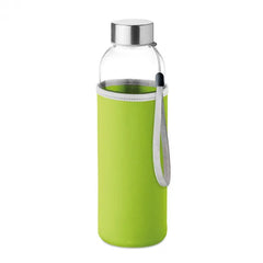 Glazen drinkfles 500 ml met neopreen pouch bedrukken - Groen