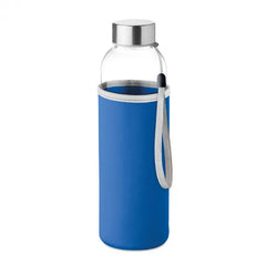 Glazen drinkfles 500 ml met neopreen pouch bedrukken - Blauw