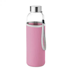 Glazen drinkfles 500 ml met neopreen pouch bedrukken - Roze