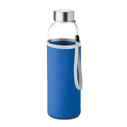 Glazen drinkfles 500 ml met neopreen hoes, Blauw - 199358