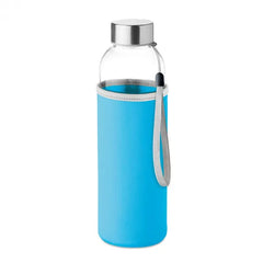Glazen drinkfles 500 ml met neopreen pouch bedrukken - Lichtblauw