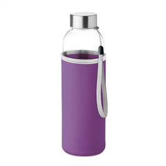 Glazen drinkfles 500 ml met neopreen pouch bedrukken - Paars
