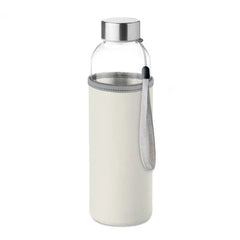Glazen drinkfles 500 ml met neopreen pouch bedrukken - Wit