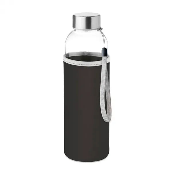 Glazen drinkfles 500 ml met neopreen hoes, Zwart - 199358