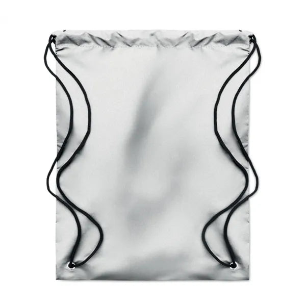 Reflecterende polyester rugzak met koord voorzijde, Zilver - 199403