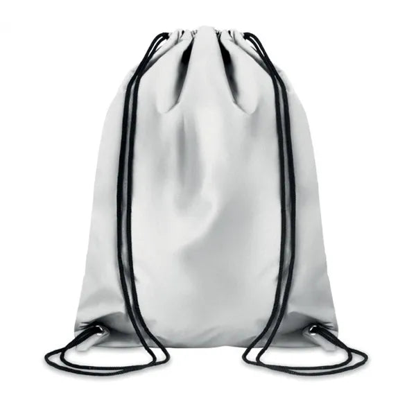 Reflecterende polyester rugzak met koord, Zilver - 199403