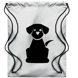 rugzak met koord reflecterend polyester zilver met logo 199403