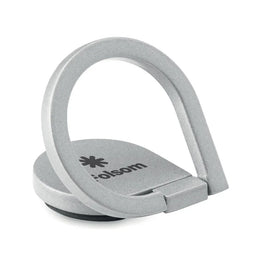 Telefoonhouder met ring van mat metaal met bedrukking, Zilver - 199445