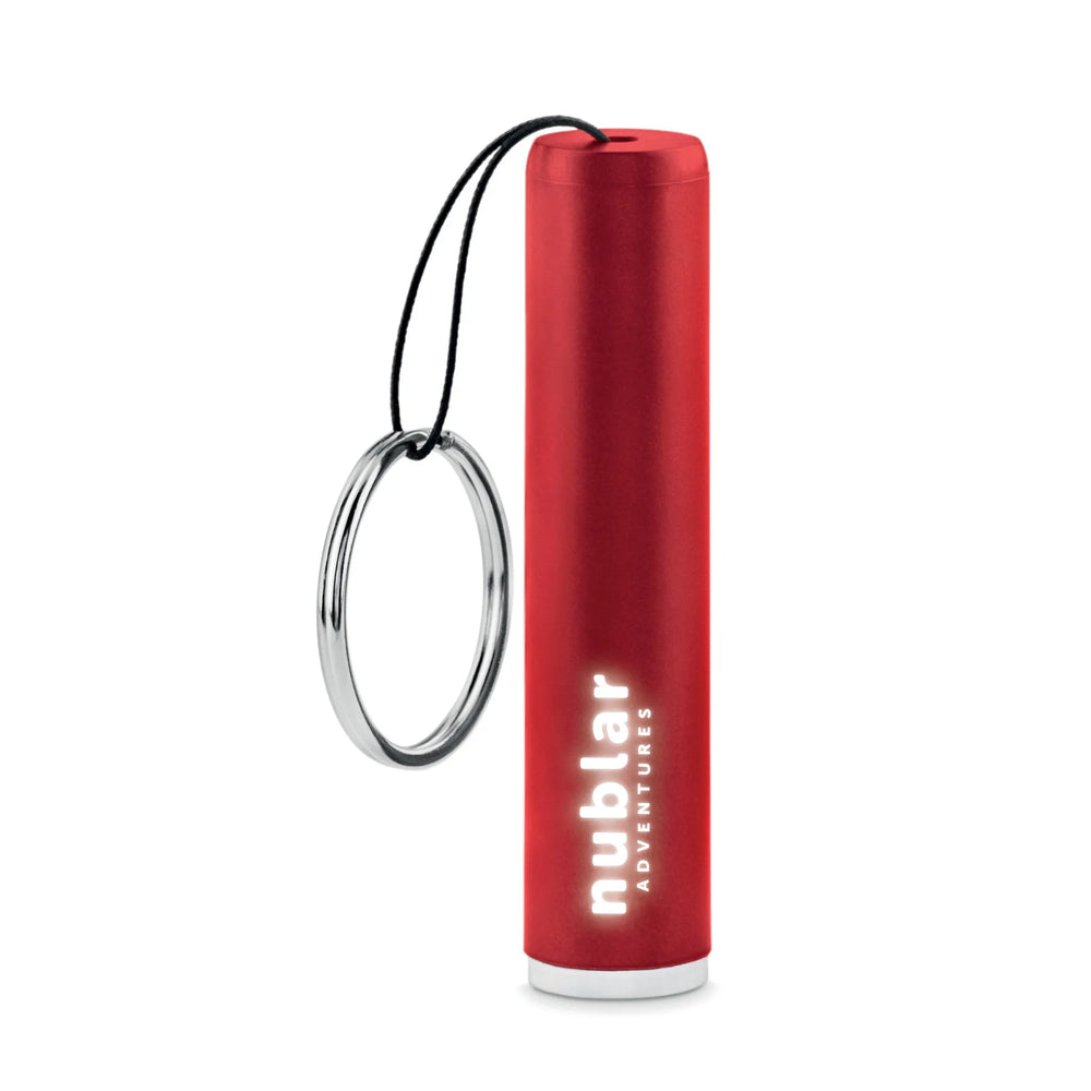 ABS sleutelhanger zaklampje met oplichtend logo bij gravering met oplichtend logo, Rood - 199469