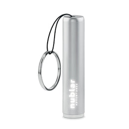ABS sleutelhanger zaklampje met oplichtend logo bij gravering met oplichtend logo, Zilver - 199469