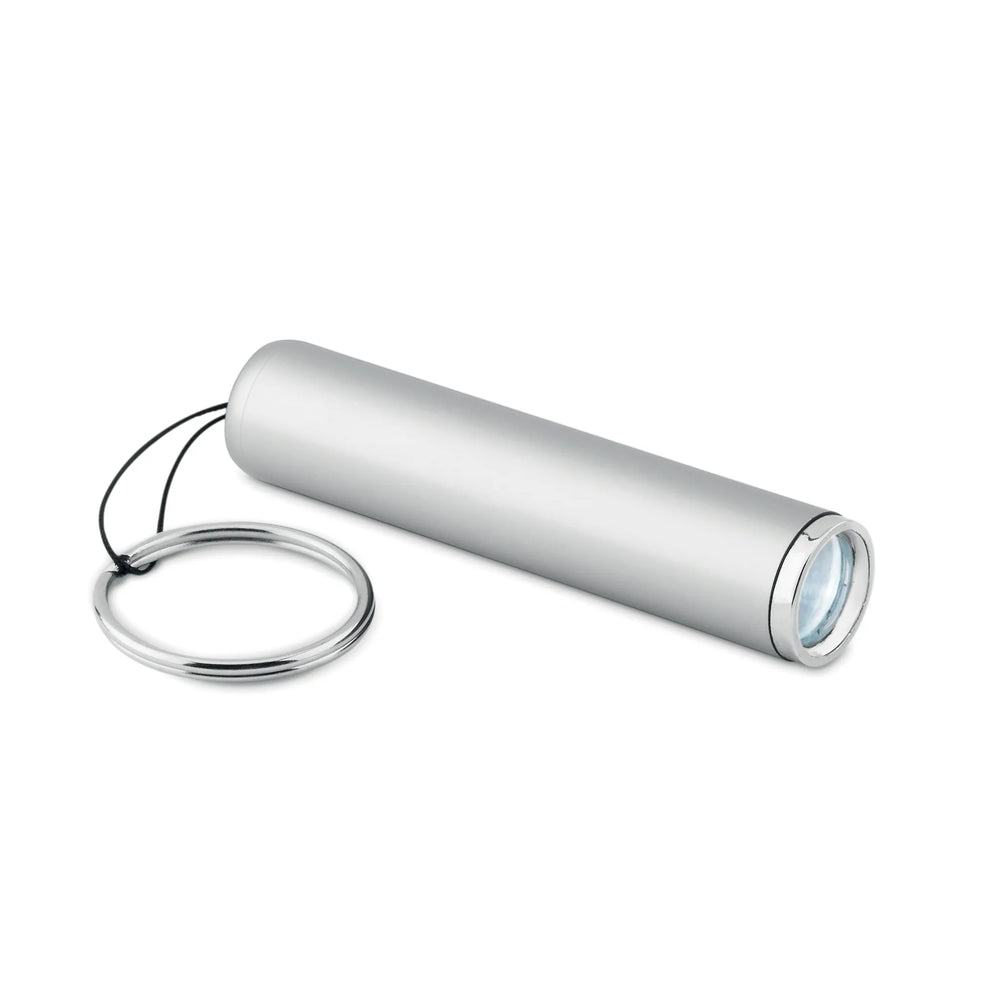 ABS sleutelhanger zaklampje met oplichtend logo bij gravering, Zilver - 199469
