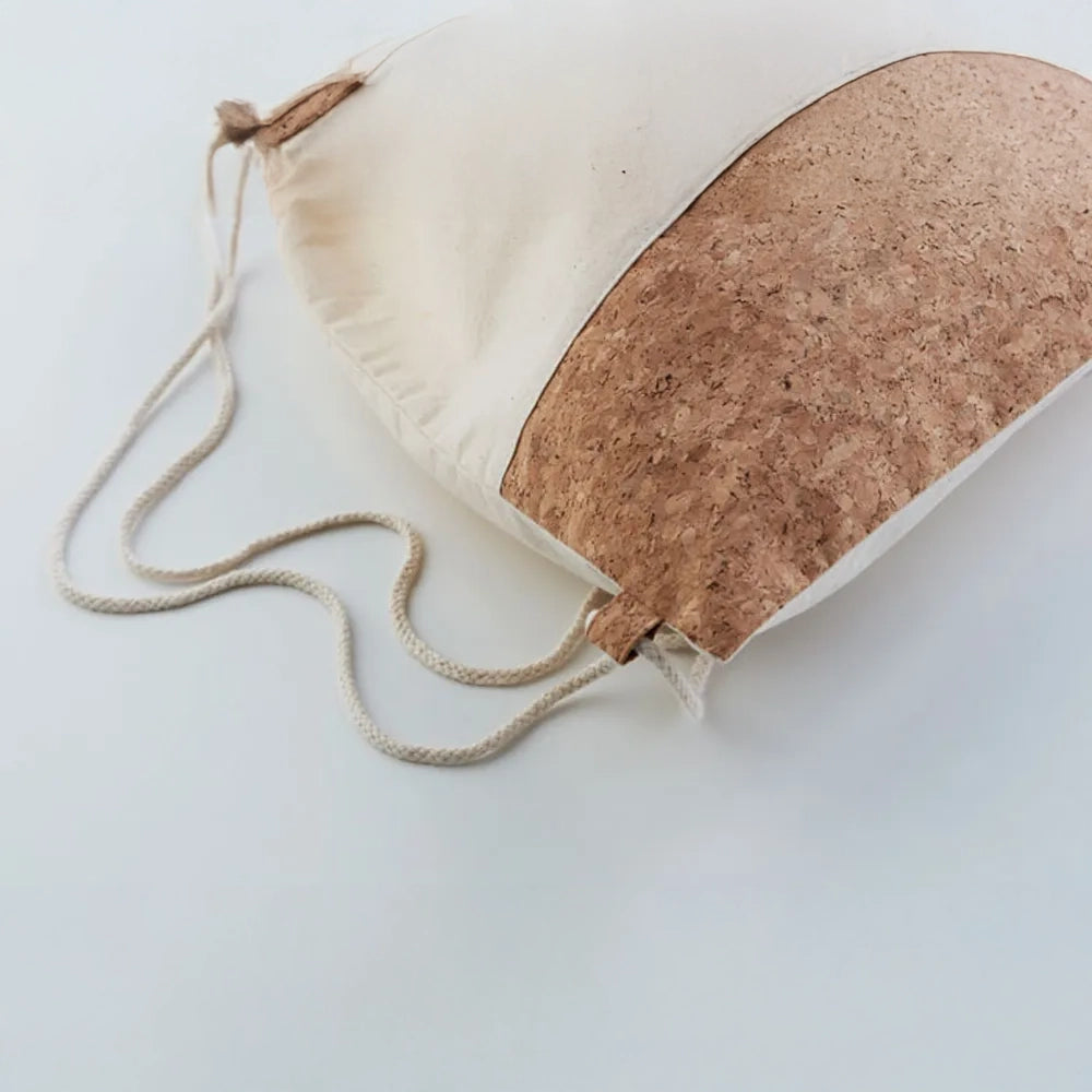 Twill katoenen rugzak met kurk detail, Beige - 199515