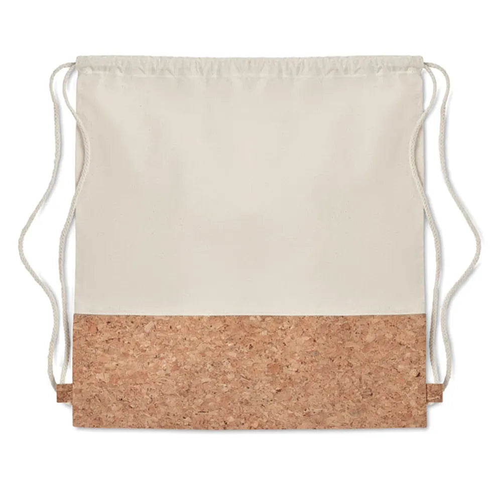 Twill katoenen rugzak met kurk detail, Beige - 199515