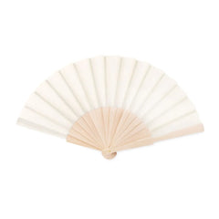 Houten handwaaier met gekleurde stof - Beige