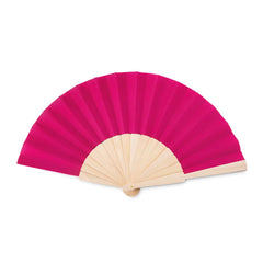 Houten handwaaier met gekleurde stof - Fuchsia