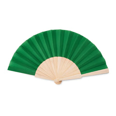 Houten handwaaier met gekleurde stof - Groen