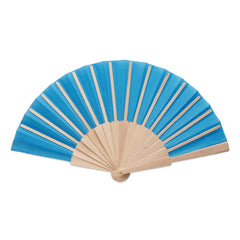 Houten handwaaier met gekleurde stof - Royalblue