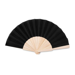 Houten handwaaier met gekleurde stof - Zwart