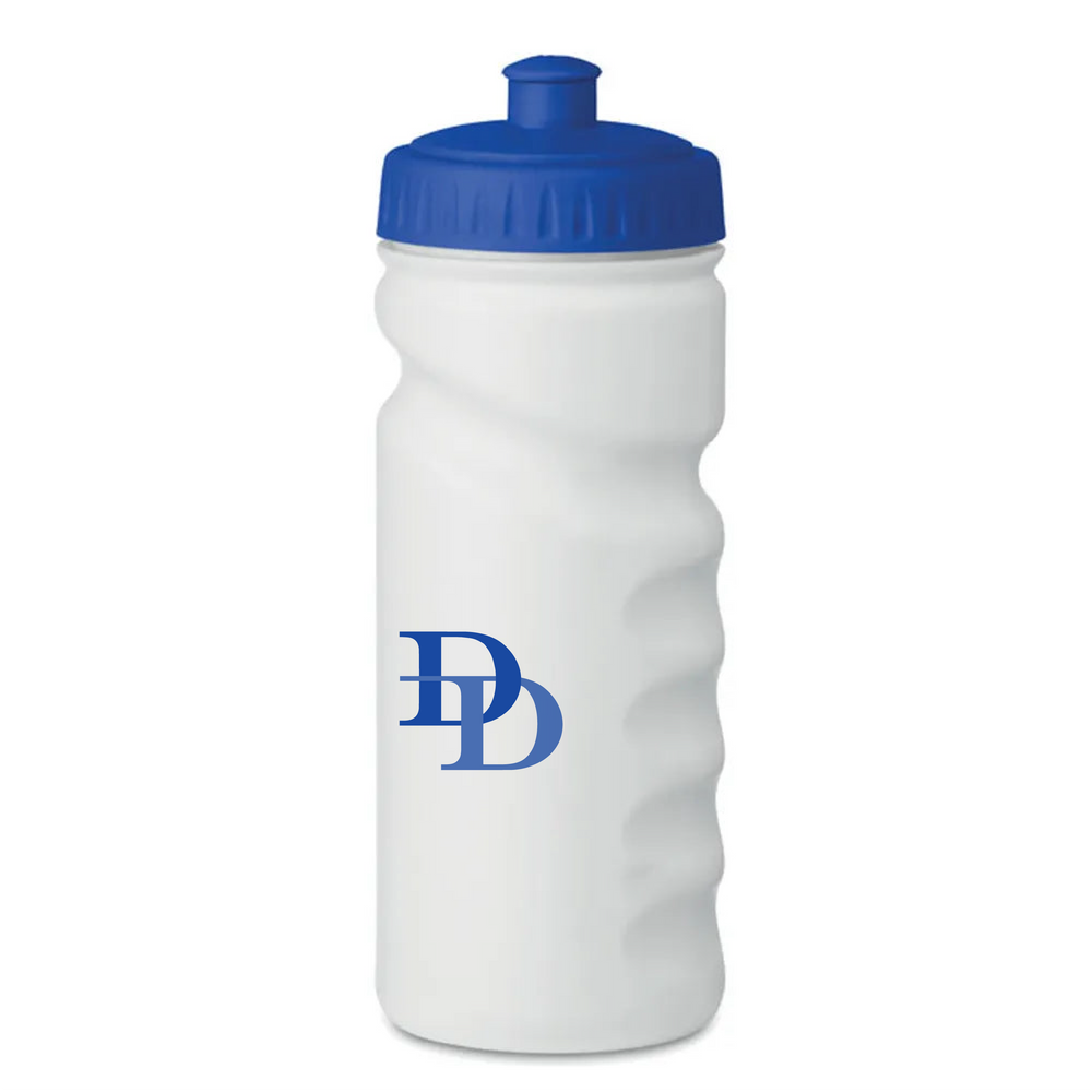 bpa vrije drinkfles wit pe gekleurde dop blauw met logo 199538