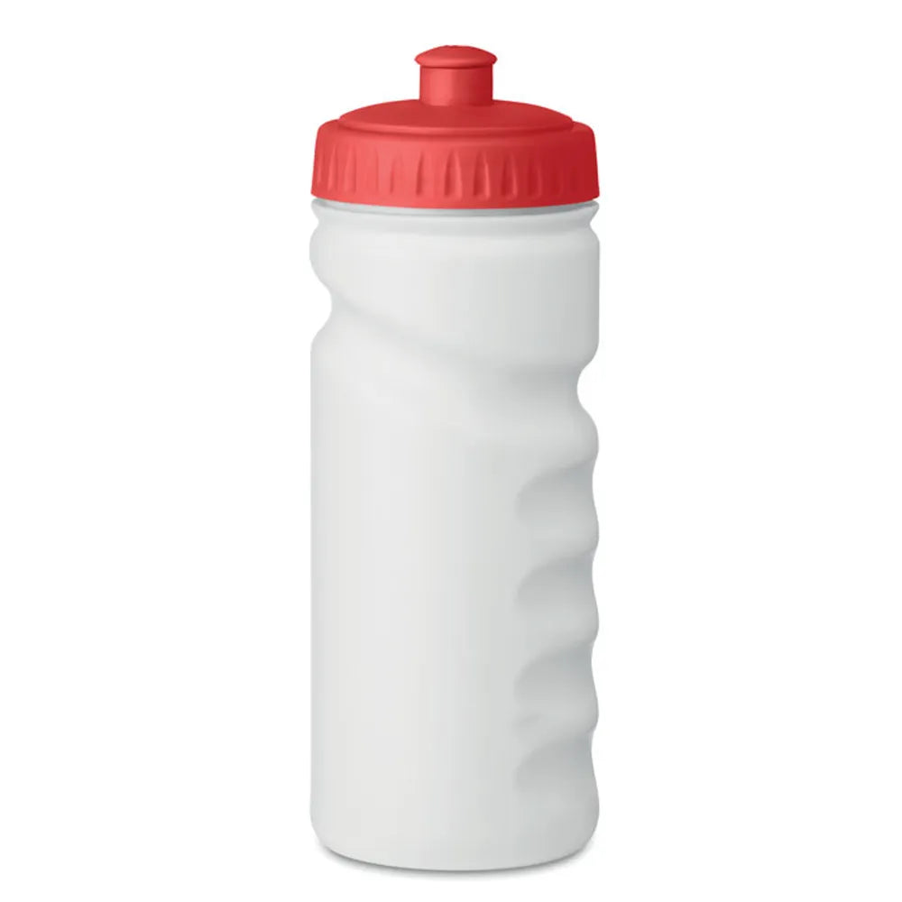 Sportbidon 500 ml met gekleurde dop, Wit en rood - 199538