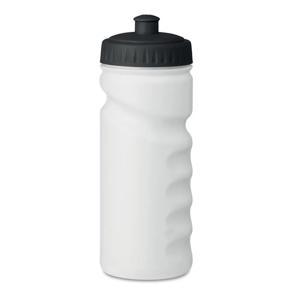 Sportbidon 500 ml met gekleurde dop, Wit en zwart - 199538