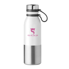 RVS Drinkfles 600 ml – Dubbelwandig met Siliconen Grip - Wit